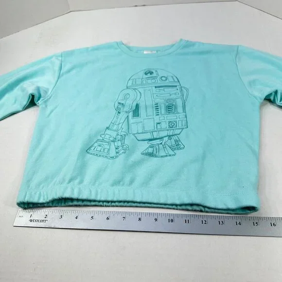 Disney Star Wars Youth Size Large 10-12 Sweatshirt R2-D2 Graphic Green NWOT - Picture 11 of 14